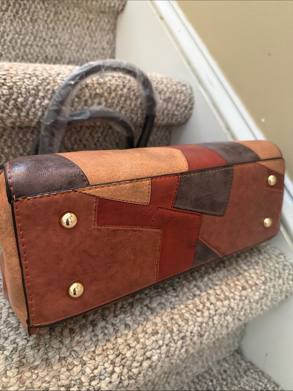 3pc Patchwork Print Handbag Set - Picture 6 of 7
